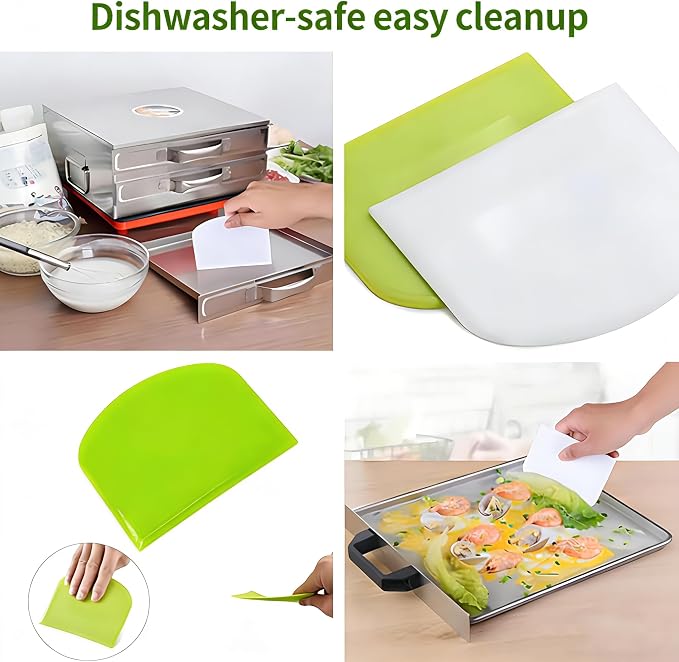 5-Pack Dough Scraper Bowl Food-safe Plastic Dough Cutter Flexible Bench Multipurpose Food Scrappers for Bread Dough Cake Fondant Icing