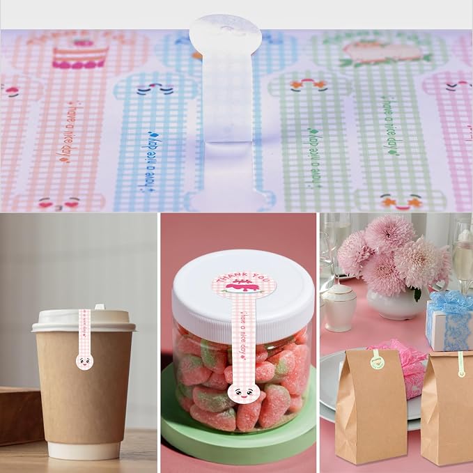 Beyonday 300pcs Handmade Lollipop Baking Stickers for Cake Box/Tins/Jars/Coffee Cups/Bottles, Cute Cake Long Label Sealing Bakery Stickers for Gift Wrapping Self-Adhesive Tamper Evident Seal Labels