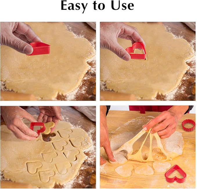 Cookie Cutter Set 24 PCS, Heart Star Round Shapes Cookie Cutters Mold Plastic Homemade Mini Biscuit Cutters Sandwich Cutter for DIY, Kitchen, Baking, Birthday, Pancake Maker Supplies 2 Inch