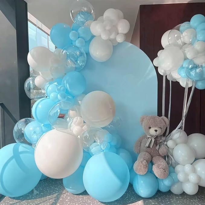 Voircoloria 130pcs Pale Aqua Balloons Different Sizes 18" 12" 10" 5" Aqua Blue Latex Balloon Garland Arch Kit for Birthday Baby Shower Graduation Wedding Gender Reveal Anniversary Party Decorations