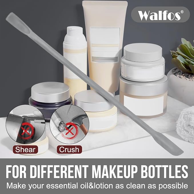 Walfos Silicone Spatula Set (7pcs) - 600℉ Heat Resistant Silicone Scraper Spatulas with Stainless Steel Core, Non Stick Flexible Rubber Spatula for Cooking, Baking and Mixing, Gray
