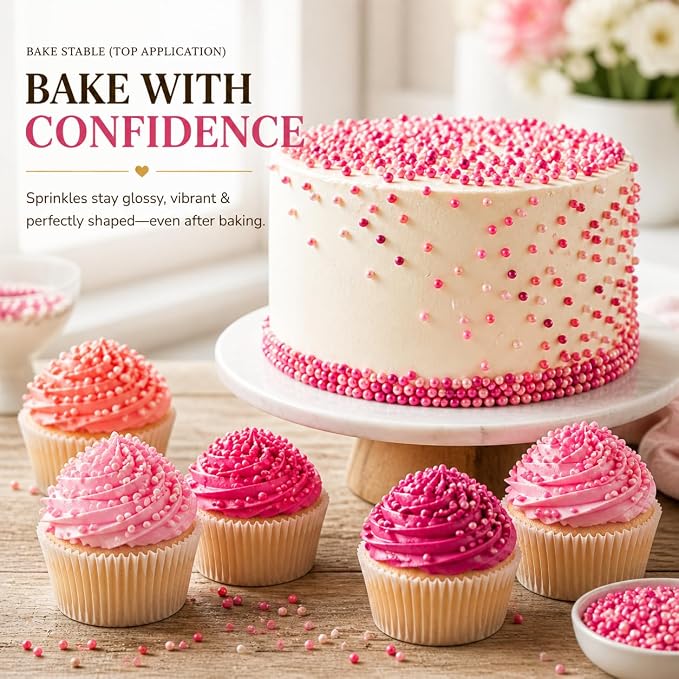 Confect Multicolor Pink Pearl Sprinkles Mix – Edible Baking Decorations for Cakes, Cupcakes, Cookies – Valentine’s & Anniversary Sprinkle Set – Pack of 5 | Vegan, Gluten-Free, Nut-Free, Soy-Free, Dairy-Free , Handcrafted Sprinkle- 5 Oz