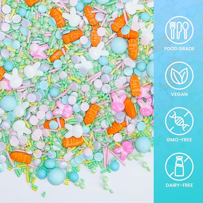 Blue Easter Sprinkles for Cake Decorations, 3.52oz Carrot Sprinkles Edible for Cupcakes Topper for Cupcakes Topper Baking Cookies Easter Spring Party Supplies