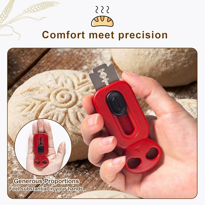 Magnetic Retractable Bread Lame, Dough Scoring Tool with 10 Replaceable Stainless Steel Blades, Safety Professional Bread Scoring Knife for Sourdough Artisan Baguette Ciabatta Homemade Bread Baking