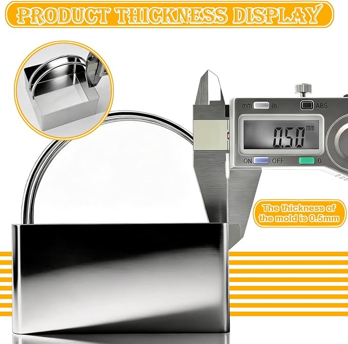4 Pieces Square Cookie Cutters - 2inch, 2.25inch, 2.75inch, 3.15inch Stainless Steel Biscuit Cutter with Handle and Big Ring, Professional Baking Dough Cutter Tools for Cakes, Sandwiches