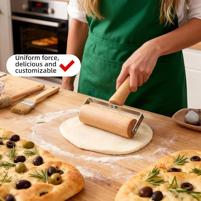 Pizza Rolling Pin, Small Rolling Pin, Non-Stick Wooden Dough Roller for Pizza Cookie Dumpling Ideal Baking Tools