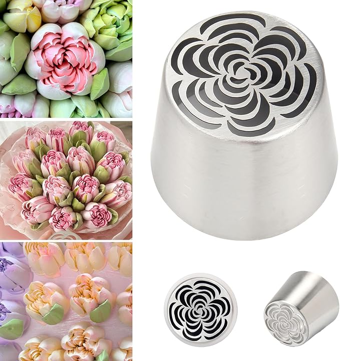 Extra Large Russian Piping Tips for Marshmallows Stainless Steel Flower Frosting Nozzles many styles Cake Decorating Baking tool for Buttercream, Cupcakes Cookies(SL57)