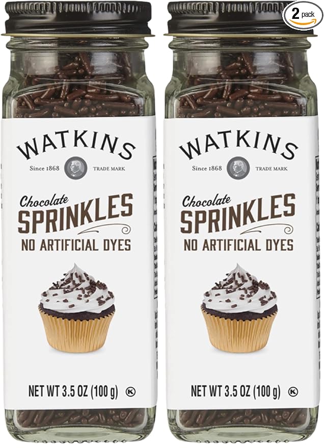 Watkins Chocolate Decorating Sprinkles, No Artificial Dyes, Kosher, 3.5 Ounce, 2-Pack