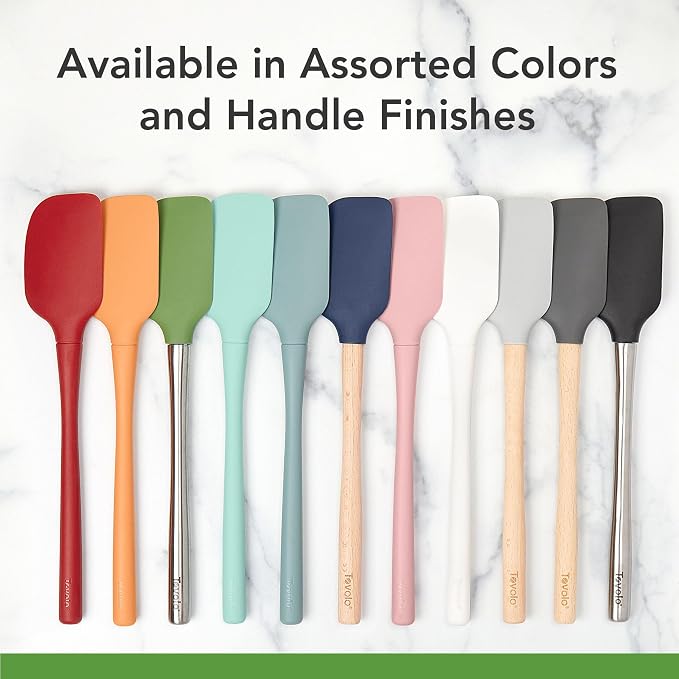 Tovolo Silicone Spatula Wooden Handle for Cooking Baking Mixing, Heat Resistant Food Safe BPA Free Flexible Silicone Baking Spatula with Wood Handles Kitchen Utensils Nonstick Safe, Aqua Seafoam Green