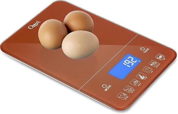 Ozeri Touch III Digital Kitchen Scale with Calorie Counter, 22 lbs (10 kg), Burnt Ochre