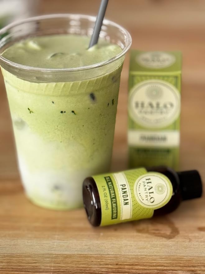 Natural PANDAN Flavoring Extract by HALO PANTRY (2oz bottle) | Colorless/Clear, Dye-Free, Dairy-Free, Sugar-Free, Gluten-Free, NO Sweeteners, NO Calories | Perfect for customizing ANY baking, candy, dessert or drink recipes
