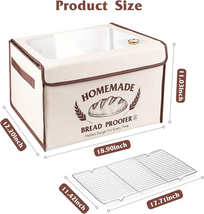 Bread Proofing Box with Shelf,Foldable dough proofing box with 50-130℉ Temp Control & 24H Timer,Space-Saving Dough Proofer for Yogurt, Pizza, Bread Baking
