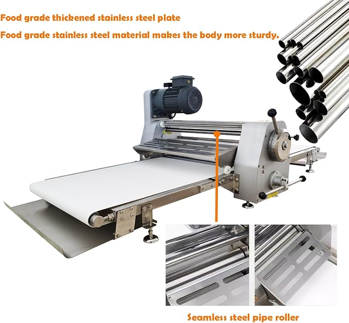 INTSUPERMAI Dough Sheeter Reversible Commercial Pizza Dough Roller Countertop Sheeter Machine 65.0"×15.7" Belt Fondant Sheeter Pasta Machine Press Pastry Baker 110V