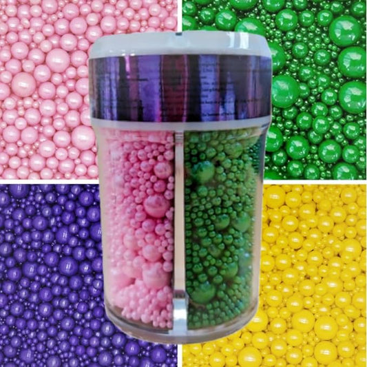 HeDeon&Rles Edible Preals Sprinkles for Baking Green Pink Yellow Purple Pearls Mix Sprinkles for Cake Cupcake Pancake Ice Cream Decoration
