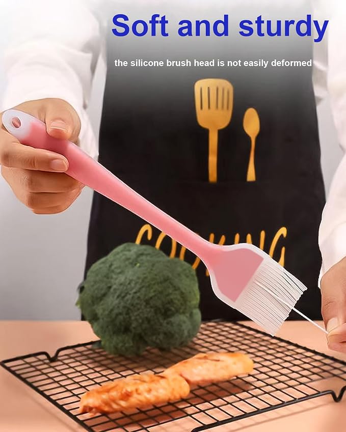 Pastry Brush Silicone Basting Brush for Cooking,2PCS 10+8 in Heat Resistant Food Brushes for Baking, Grilling, Cooking and Spreading Oil, Butter, BBQ Sauce, or Marinade (Red)
