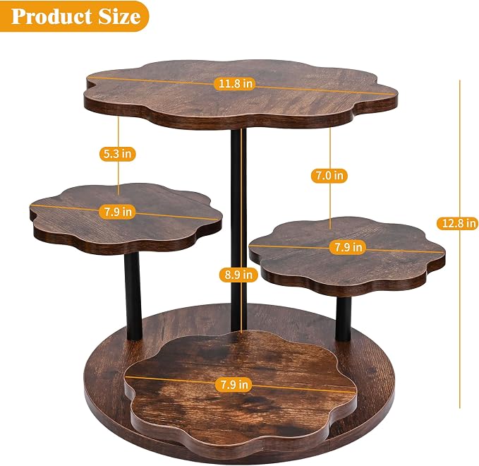 4 Tier Cupcake Stand, Rotatable Cupcake Tower for 50 Cupcakes, Wooden Cake Stand with Tiered Trays, Dessert Table Display Set Serving Tray for Party Birthday Wedding