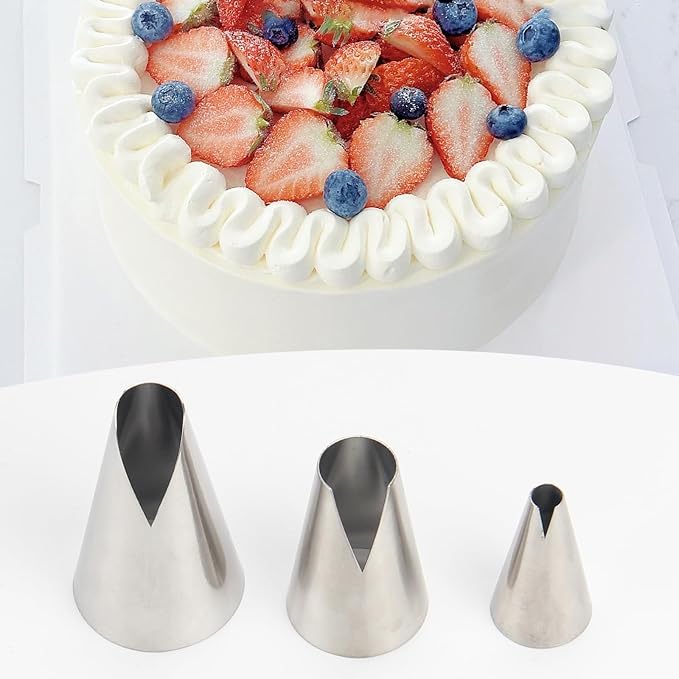 3PCS Russian Piping Tips Set, Stainless Steel V-Shaped Wave Cake Decorating Nozzles for Cupcakes Cookies Baking Pastry Tools, Kitchen Piping Nozzles tips