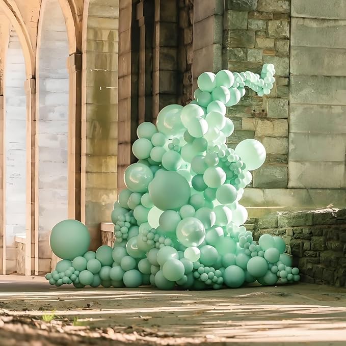 120pcs Mint Green Balloons, 18 12 10 5 inch Mint Green Latex Balloons Different Sizes Balloon Arch Kit for Birthday Baby Shower Gender Reveal Wedding Party Decorations