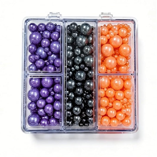 HeDeon&Rles Black Orange Purple Nonpareil Pearls Sprinkles for Baking Decorating 90g/3.17oz 4 Size Mix Edible Preals for Cake Cupcake Pancake Icing Decoration Independence Day Halloween Supplies
