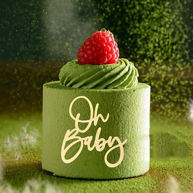 Oh Baby Cake Topper, Gold Acrylic Cake Toppers for Baby Shower, Gender Reveal Party Decorations, Photo Booth Props