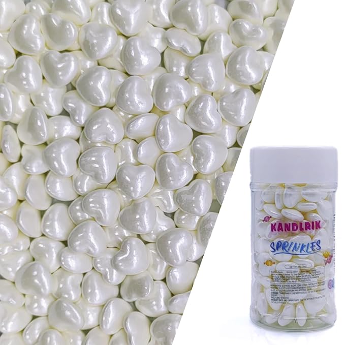 White Heart Sprinkles Edible Heart Cake Decorating Cake Decorations Cupcake Toppers Cookie Decorating Perfect for Cakes, Cupcakes, Desserts Toppings 3OZ