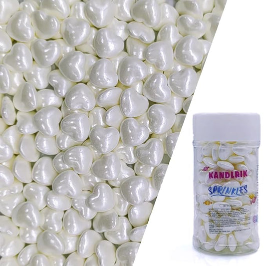 White Heart Sprinkles Edible Heart Cake Decorating Cake Decorations Cupcake Toppers Cookie Decorating Perfect for Cakes, Cupcakes, Desserts Toppings 3OZ