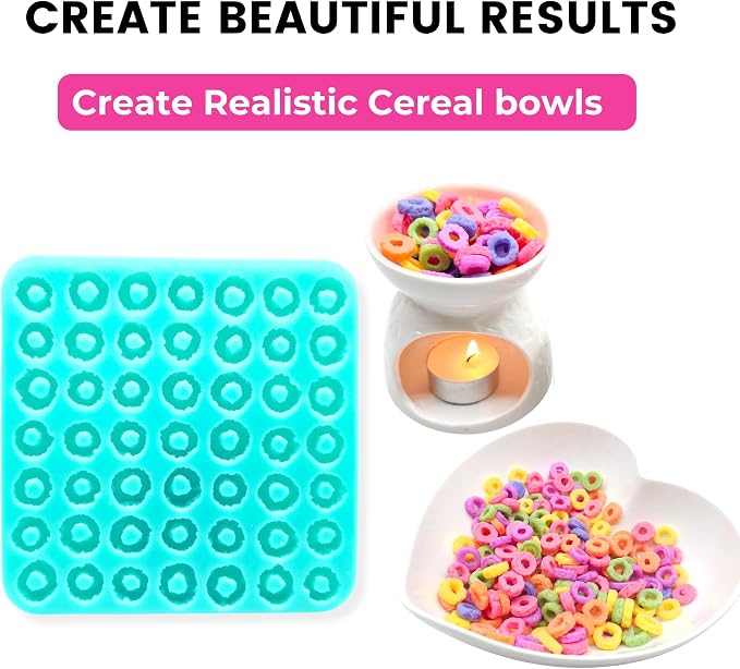 Fruit rings 49 Cavities Mini Cereal Loop Mold for Wax Melts, Soap, Resin, Clay Flexible Silicone (Natucraft)