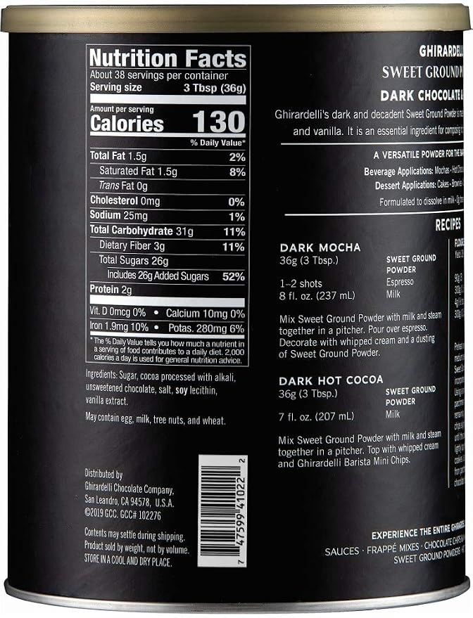 Ghirardelli Dark Chocolate & Cocoa - Sweet Ground Powder, Chocolate, 3 Lb (Pack of 2)