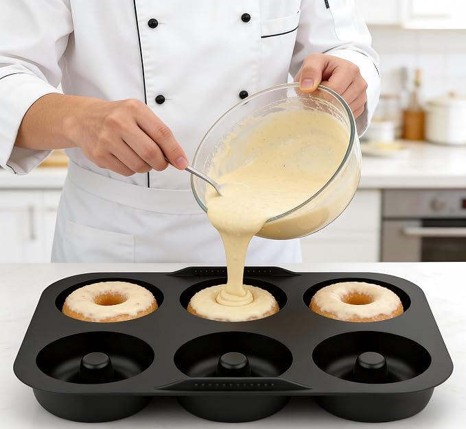 2 Pack Silicone Mini Donut Mold, Heat Resistant Baking Tray, Kitchen Bakeware for Donuts Cookies Bagels, Compatible with Oven and Air Fryer
