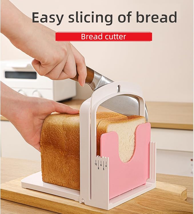Bread Slicer for Homemade Bread with Thickness Guide - 5 Settings, Foldable & Wall-Mountable for Space-Saving Storage, Perfect for Toast & Cheese!