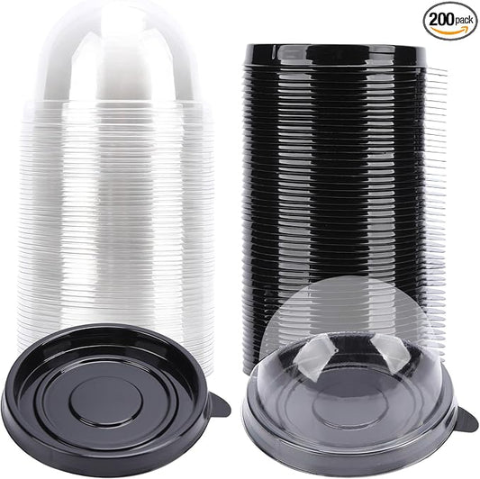 200 Pack Clear Plastic Mini Cupcake Containers, Single Cupcake Boxes with Dome Lids, Disposable Muffin Pastry Dessert Holders for Wedding, Birthday, Party, and Bakery