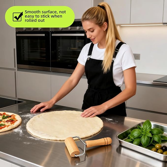 Pizza Rolling Pin, Small Rolling Pin, Non-Stick Wooden Dough Roller for Pizza Cookie Dumpling Ideal Baking Tools