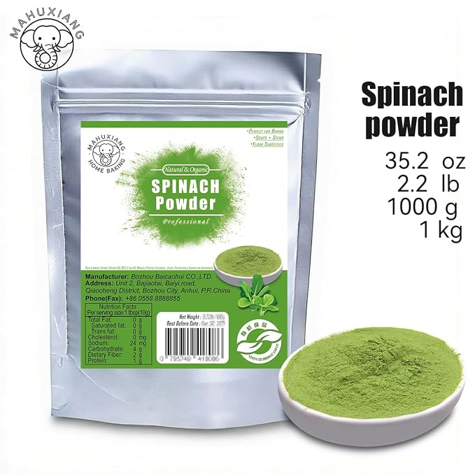 MAHUXIANG Organic Spinach Powder (35.2 oz / 1000 g) — Single-Ingredient Spinach Powder for Cooking & Baking, No Added Ingredients, Gluten-Free