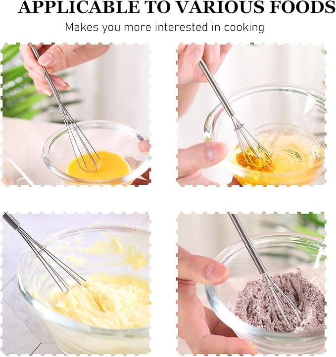 NileHome Mini Whisks Stainless Steel Whisk 7" Kitchen Small Wisk Balloon Wire Tiny Whisks for Cooking, Whisking, Blending, Beating, Stirring