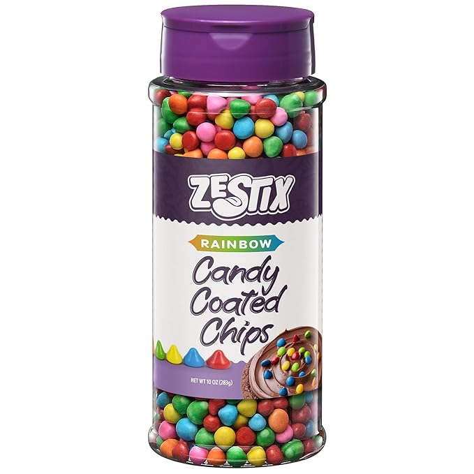 Rainbow Candy Coated Chips – 10oz (283g) Resealable Bottle – Colorful Candy-Shell Chocolate Chips for Baking, Decorating, Cookies, Cupcakes, Toppings & Party Treats