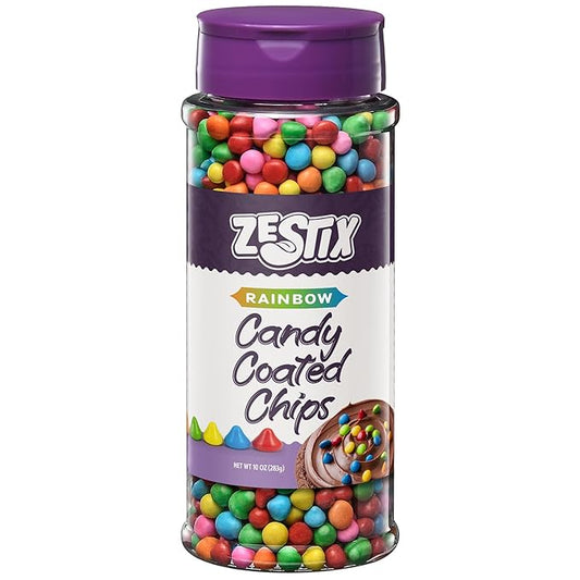 Rainbow Candy Coated Chips – 10oz (283g) Resealable Bottle – Colorful Candy-Shell Chocolate Chips for Baking, Decorating, Cookies, Cupcakes, Toppings & Party Treats