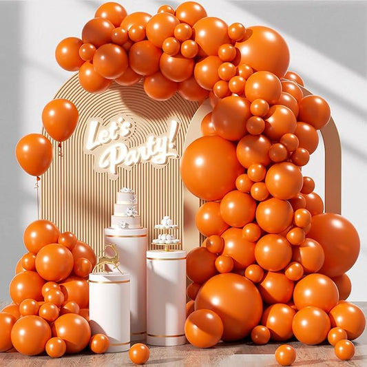 120pcs Orange Balloon Arch Kit, 18 12 10 5 inch Orange Latex Balloons Different Sizes Balloon Garland for Graduation Fall Tropical Birthday Party Decorations