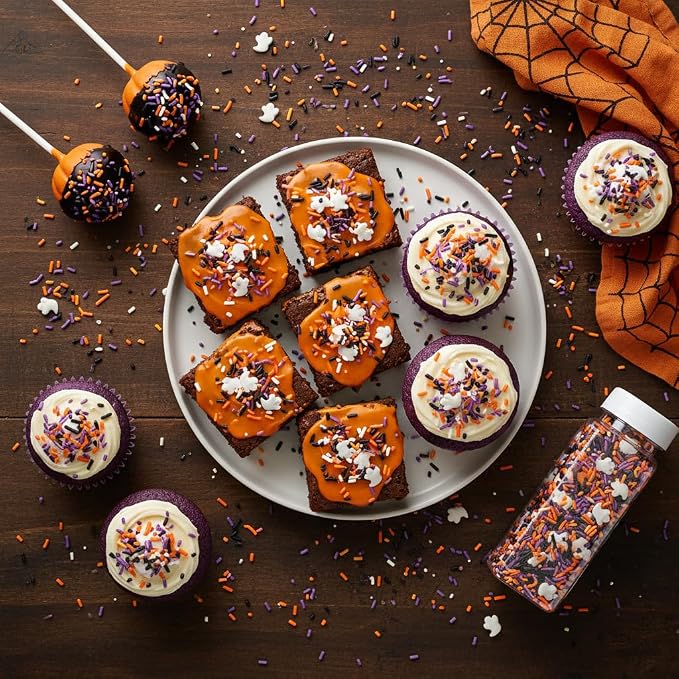 White Ghosts & Orange, Purple, Black Sprinkles Mix 4.4 oz, Halloween Sprinkles For Cake Decorating, Baking, Ice Cream & More, The Hampton Candy Company