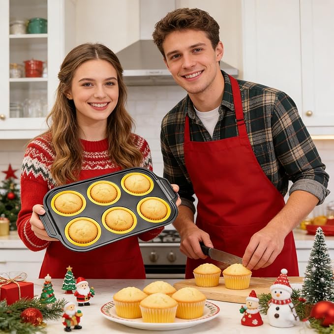 Cupcake Pan - Non Stick Silicone Donut Mold, Baking Tray Set, Reusable Muffin Mold, Oven And Air Fryer Pan With Durablee Construction | Cupcake Pans For Breakfast Dessert Cooking Treat Bread Egg Choco