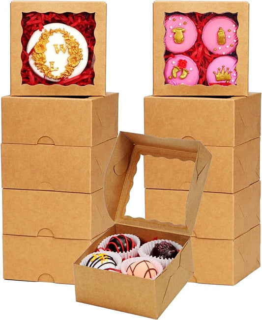 80 Pack 4x4x2 Bakery Treat boxes Cookies Boxes Mini Baking Boxes for Cake,Pie, Cinnamon Roll Treat,Chocolate Truffle Box Party Wedding Favor