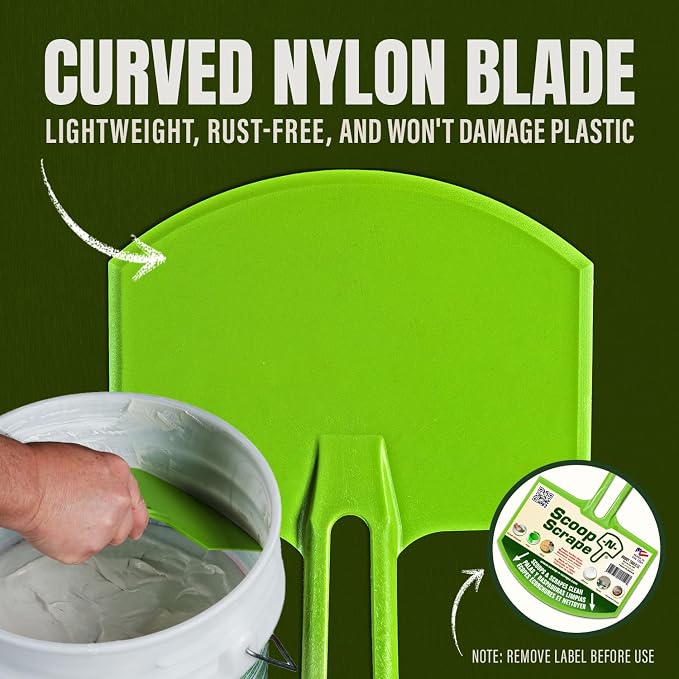 Buddy Tools Scoop-N-Scrape Bucket Scoop | Efficient Bucket Scoop for 5-Gallon Buckets - Curved Bucket Trowel - Heavy-Duty Nylon - Scrapes Clean