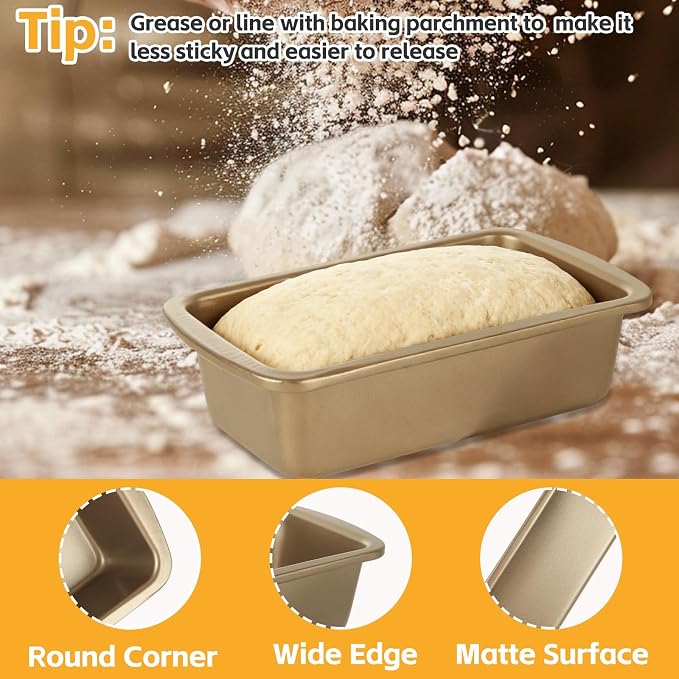 AKOLAFE 8 Pack Small Loaf Pans Nonstick 7.7x3.7 Banana Bread Pans for Homemade Bread Loaf Pan for Baking Bread Tin Metal Sourdough Bread Baking Pan Mini Sandwich Loaf Bread Pans Meatloaf Pan for Cake