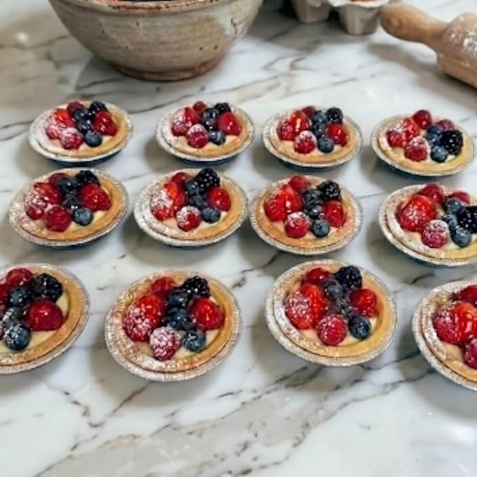 Aluminum Foil Tart Pans, 3 3/8 Inch, 200 Count | Mini Pie Tins, Made in USA, Disposable