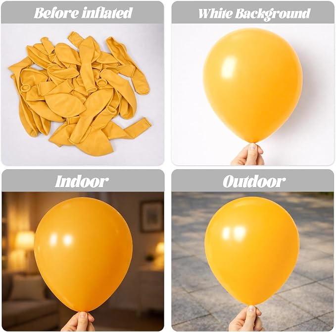 Voircoloria 130pcs Mustard Yellow Balloons Different Sizes 18" 12" 10" 5" Lemon Yellow Latex Balloon Garland Arch Kit for Birthday Baby Shower Graduation Wedding Gender Reveal Party Decorations