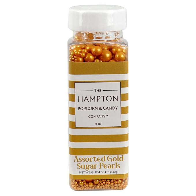 Gold Sprinkles Edible Pearls 4.58 oz, Gold Pearls For Cake Decorating
