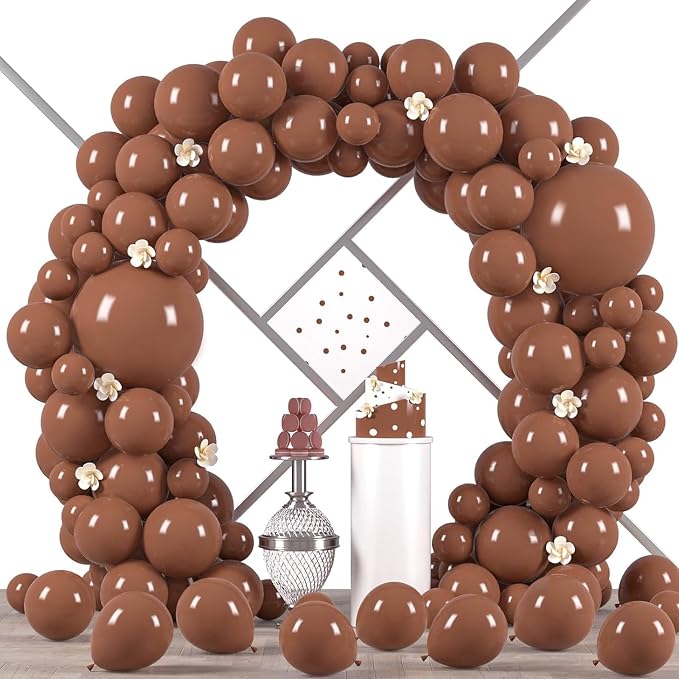 Voircoloria 90pack Coffee Balloons Different Size 18/12/10/5 Inch Coffee Balloon Garland Arch Kit for Graduation, Wedding, Birthday, Thanksgiving Day Party, Baby Shower, Anniversary Party Decorations