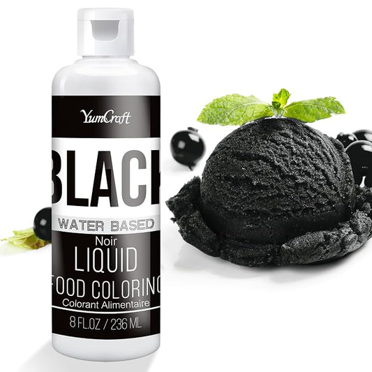 Food Coloring Liquid - Vibrant Color Food Coloring for Cake Decorating, Baking, Easter Egg, Icing - Tasteless Food Color Dye for Fondant, Cooking, Airbrush (Black, 8 Fl.oz)