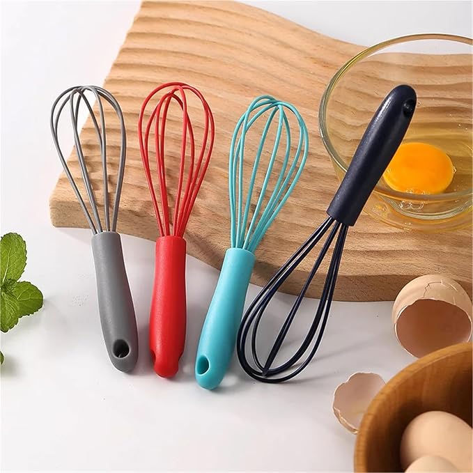 6 Inch Handheld Manual Mixer Silicone Stainless Steel Whisk for Whipping Cream Beating Eggs Mixing Flour Baking Tool(GRAY)