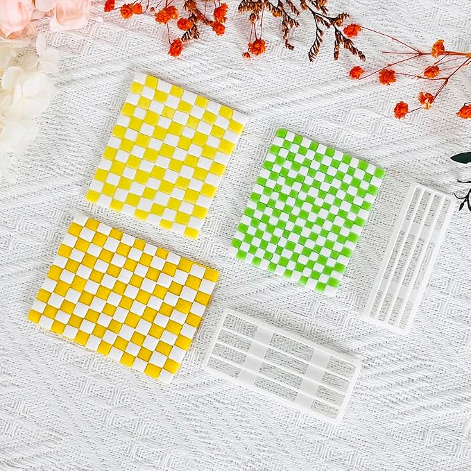 Xaekicr 3PCS Woven Texture Polymer Clay Cutters for Earrings – Clay Cutters Set for DIY Jewelry Making, Geometric Grid Polymer Clay Molds, Clay Tools for Artists and Beginners