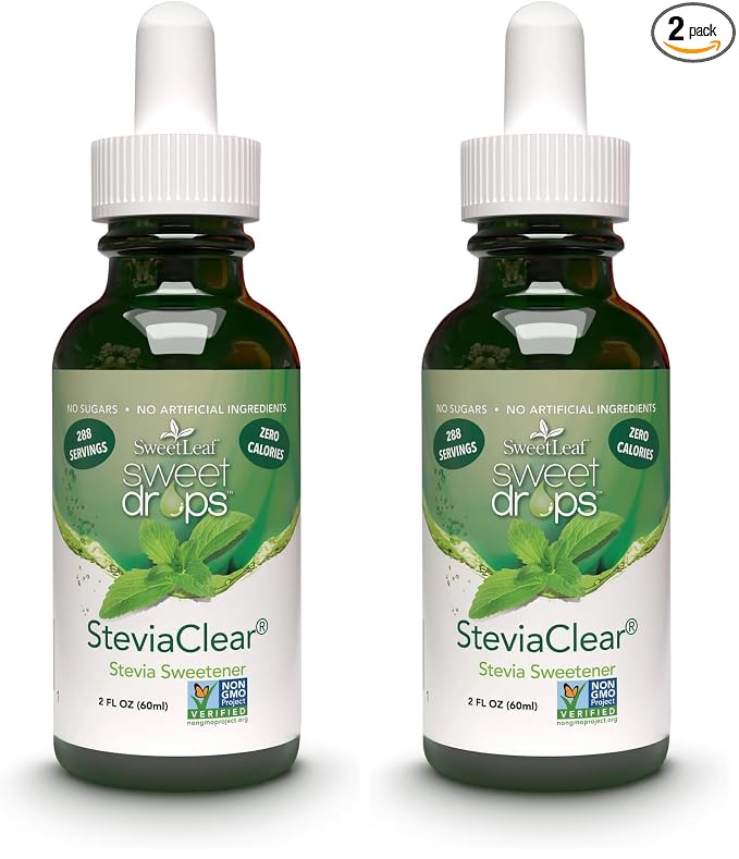 SweetLeaf, Sweet Drops Liquid Stevia Sweetener, SteviaClear, 2 oz (Pack of 2)